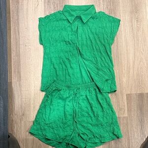 SHEIN Vibrant Green Textured Set